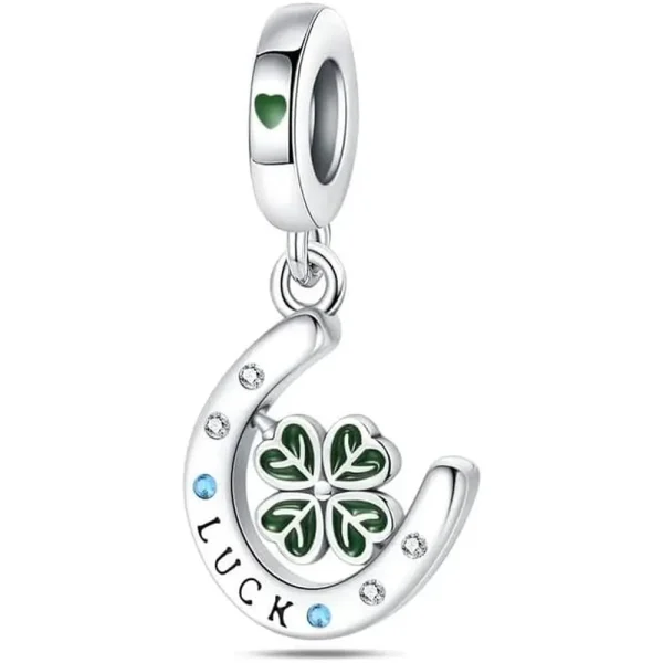 Green Clover Luck Pendant Charm Pandora Compatible - Green Clover Luck Pendant