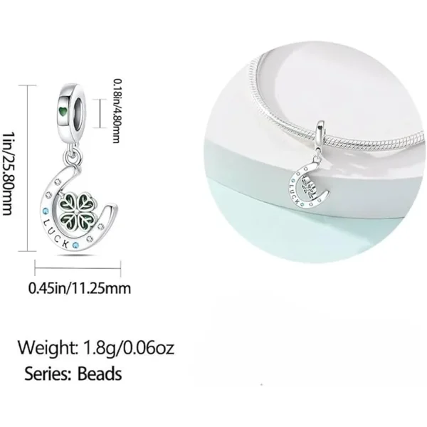 Green Clover Luck Pendant Charm Pandora Compatible - Green Clover Luck Pendant - Image 2