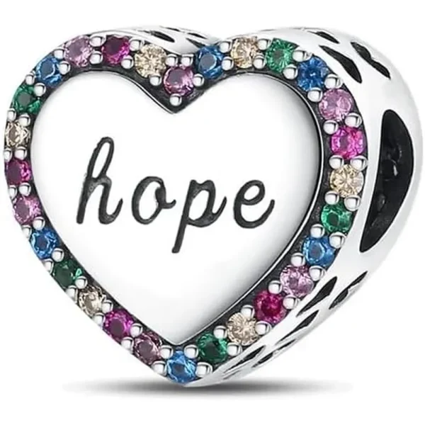 Hope Heart Charm Pandora Compatible - Hope Heart