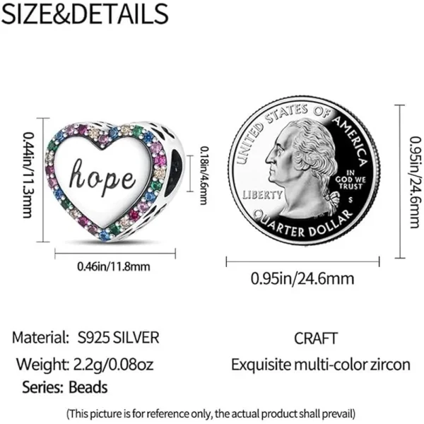 Hope Heart Charm Pandora Compatible - Hope Heart - Image 4