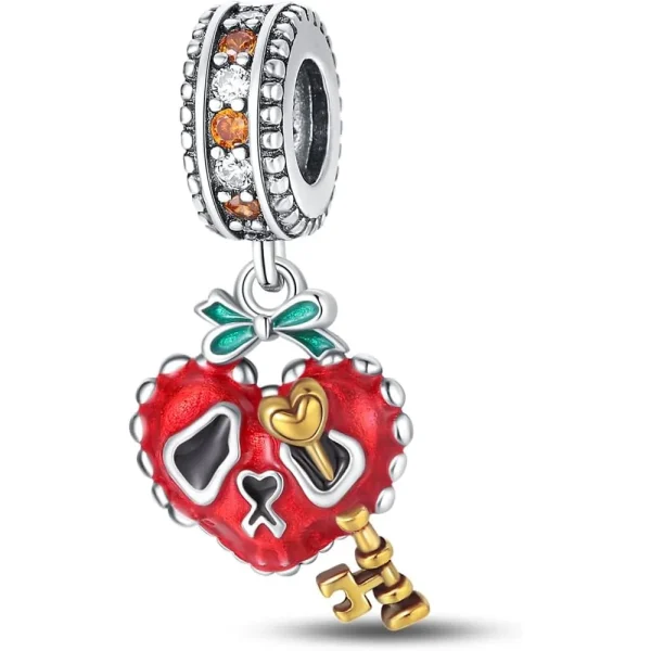 Lorram Heart Shape Skull Pendant Charm