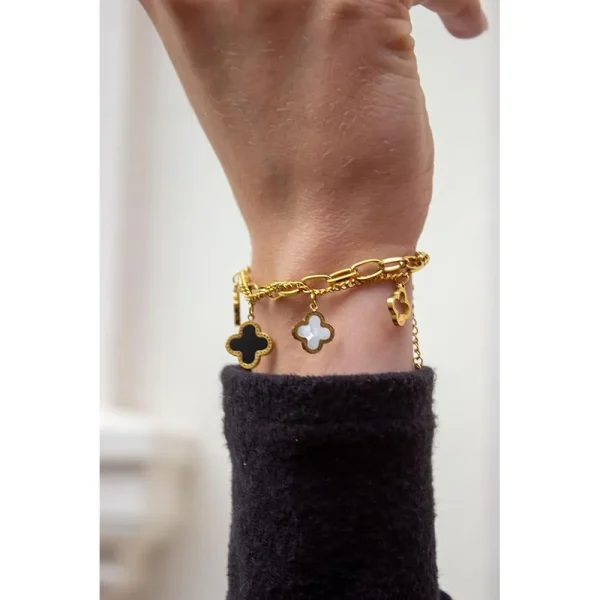 Elegant Gold and Black Charm Bracelet - Image 2