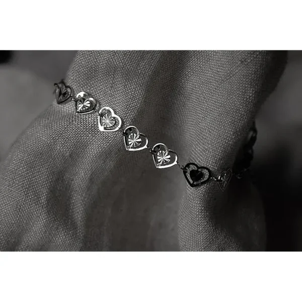 18k Gold Plated Silver Bracelet with Hearts - Image 2