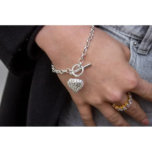 Sterling Silver Heart Charm Bracelet - Image 2
