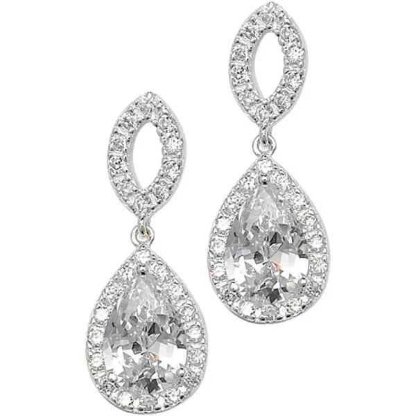 Sterling Silver White Diamond Earrings