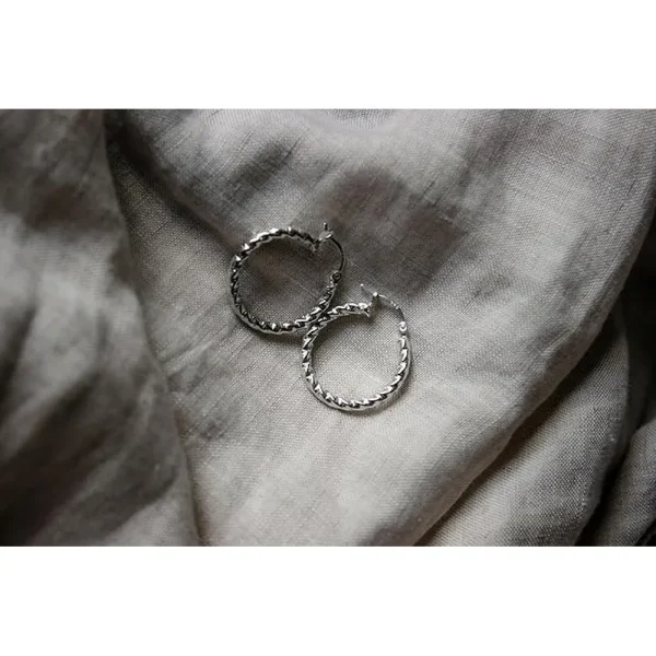 Sterling Silver Twisted Hoop Earrings - Image 2