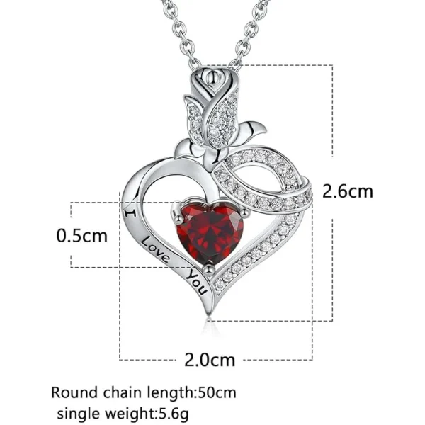Elegant Simple Style Heart Shape Rose Copper Zircon White Gold Plated Pendant Necklace - Image 2