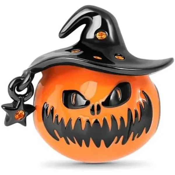 Funny Pumpkin Charm Pandora Compatible - Funny Pumpkin Halloween
