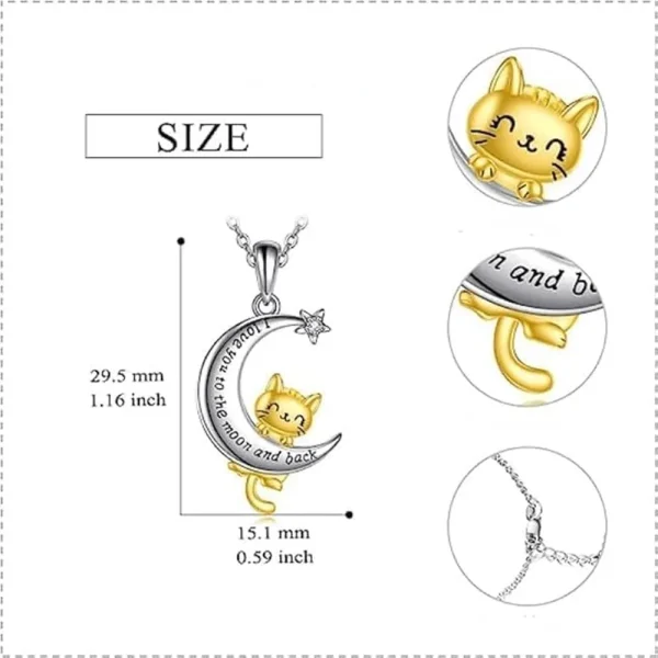 Cute Moon Cat Pendant Necklace - Image 3