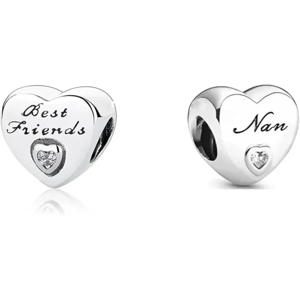 Set of 2 Family Bead Charm Pandora Compatible - Nan Best Friends