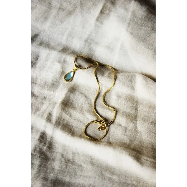 Blue Stone Necklace 18k Gold Plated - Image 3