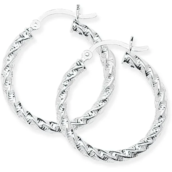 Sterling Silver Twisted Hoop Earrings