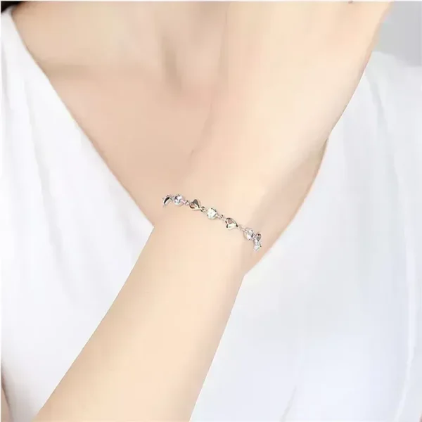Alloy Silver Plated Sweet Heart Shape Plating Inlay Zircon Bracelet - Image 3