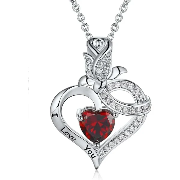 Elegant Simple Style Heart Shape Rose Copper Zircon White Gold Plated Pendant Necklace