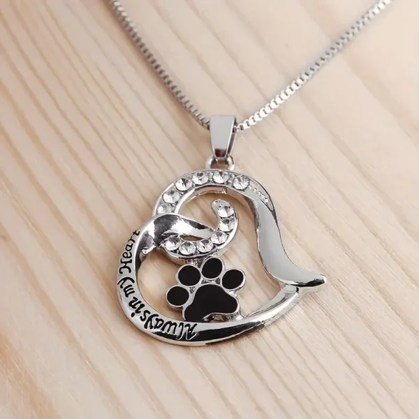 Engraved Dog Paw Rhinestone Necklace - Image 6