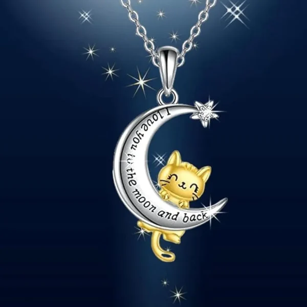 Cute Moon Cat Pendant Necklace - Image 4