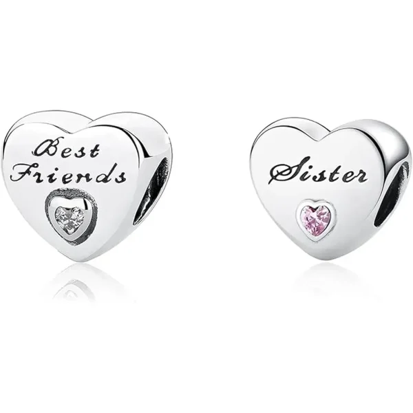 Set of 2 Family Bead Charm Pandora Compatible - Sister Best Friends