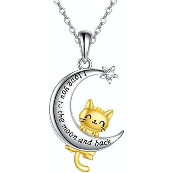 Cute Moon Cat Pendant Necklace