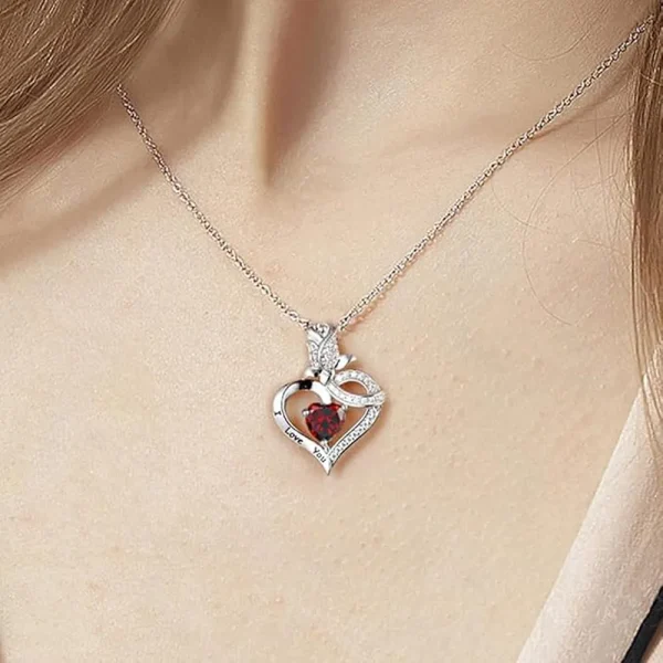 Elegant Simple Style Heart Shape Rose Copper Zircon White Gold Plated Pendant Necklace - Image 4