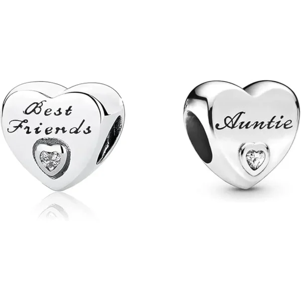 Set of 2 Family Bead Charm Pandora Compatible - Auntie Best Friends