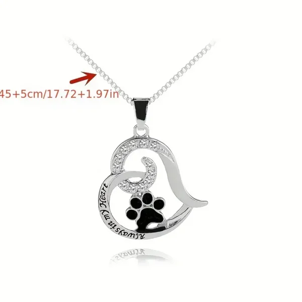 Engraved Dog Paw Rhinestone Necklace - Image 7