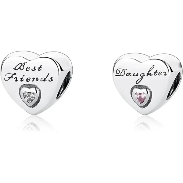 Set of 2 Family Bead Charm Pandora Compatible - Daughter Best Friends