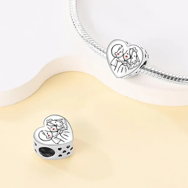 Kiss Bead Heart Shaped Charm Pandora Compatible - Kiss Bead Heart Shaped - Image 2