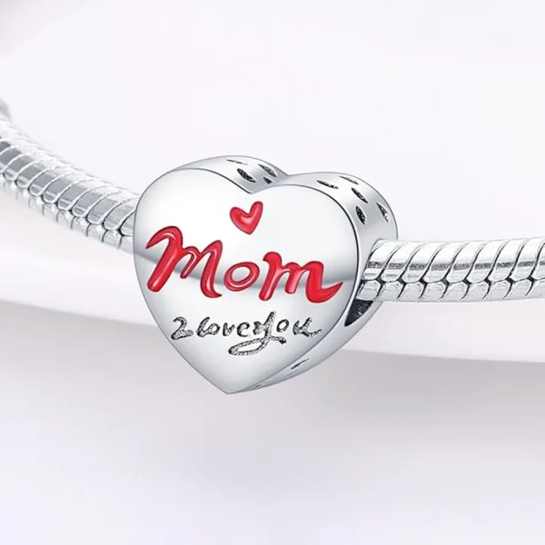 Mom Love You Heart Charm Pandora Compatible - Mom Love You Heart - Image 3