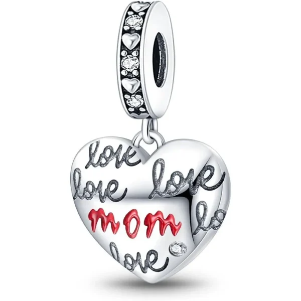 Silver Love Mom Charm Pandora Compatible - Silver Love Mom