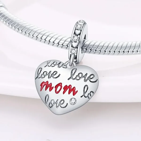Silver Love Mom Charm Pandora Compatible - Silver Love Mom - Image 2