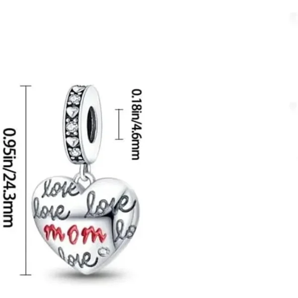 Silver Love Mom Charm Pandora Compatible - Silver Love Mom - Image 3