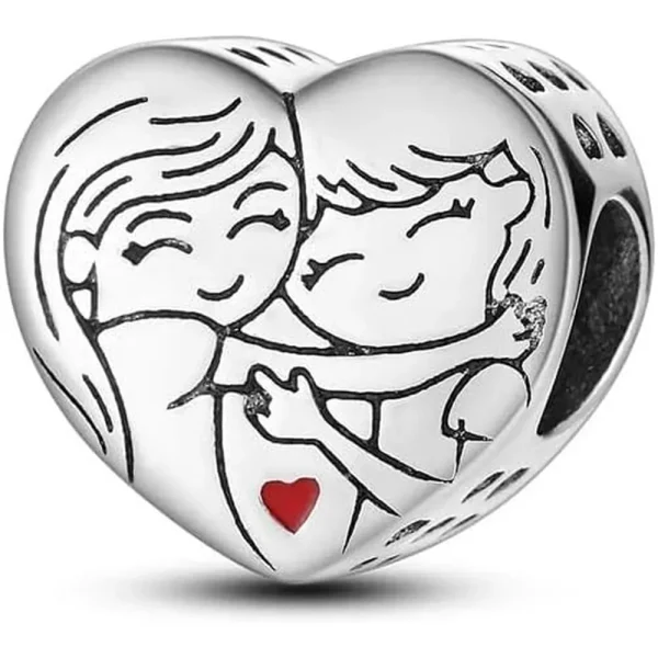Sisters Peach Heart Charm Pandora Compatible - Sisters Peach Heart