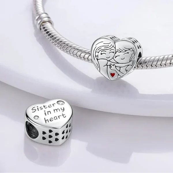 Sisters Peach Heart Charm Pandora Compatible - Sisters Peach Heart - Image 2