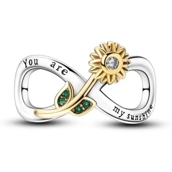 Sunflower Eternal String Charm Pandora Compatible - Diamond Infinity Ring