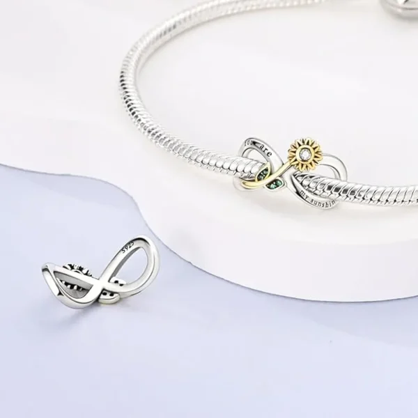 Sunflower Eternal String Charm Pandora Compatible - Diamond Infinity Ring - Image 2