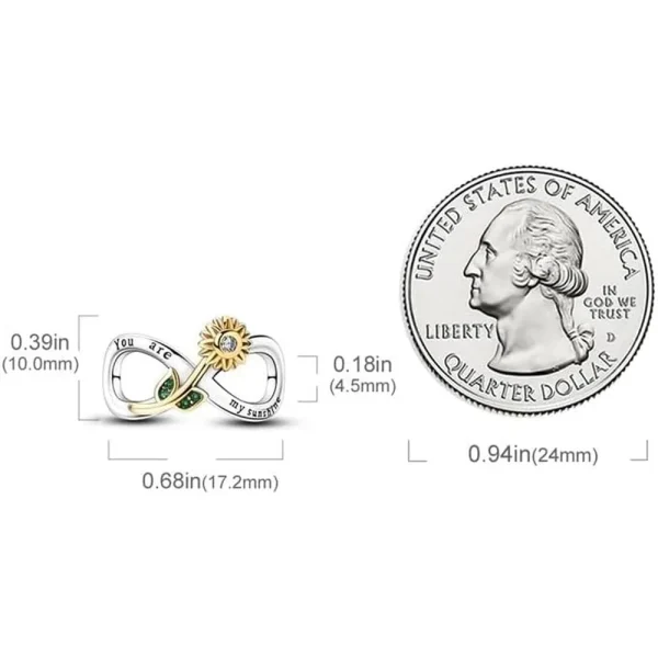 Sunflower Eternal String Charm Pandora Compatible - Diamond Infinity Ring - Image 3