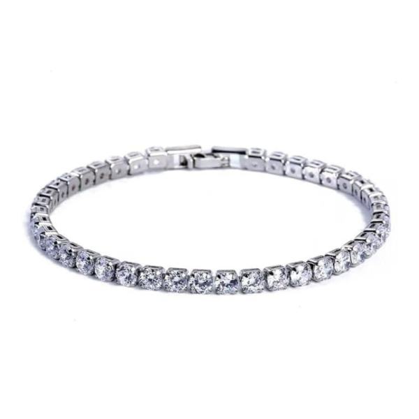 Lorram Tennis Bracelet Silver - Casual Elegant Streetwear Round - Copper Inlay Zircon - 17 cm