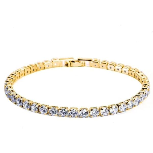 Lorram Tennis Bracelet Gold - Casual Elegant Streetwear Round - Copper Inlay Zircon - 17 cm