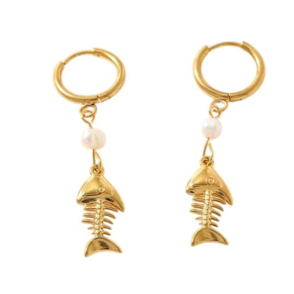 Lorram Jewellery Gold Fishbone Tree Earrings