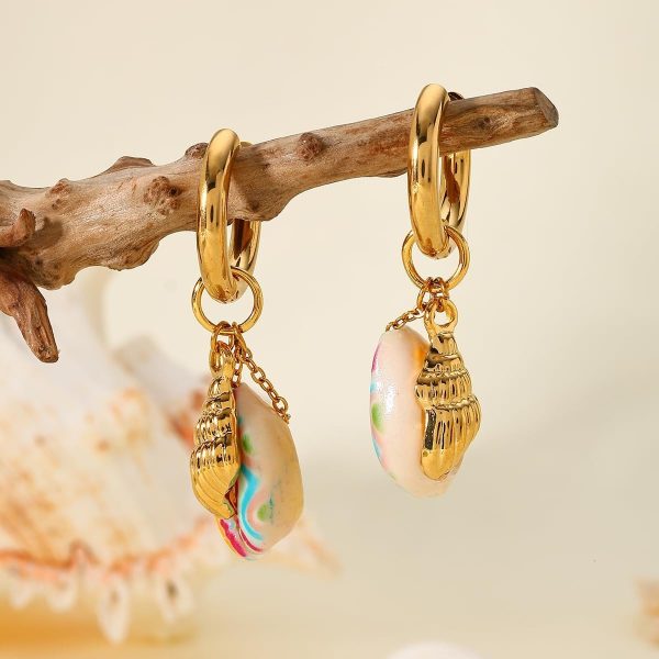 Lorram Jewellery Gold-Plated Multicolor Shell Earrings - Image 4