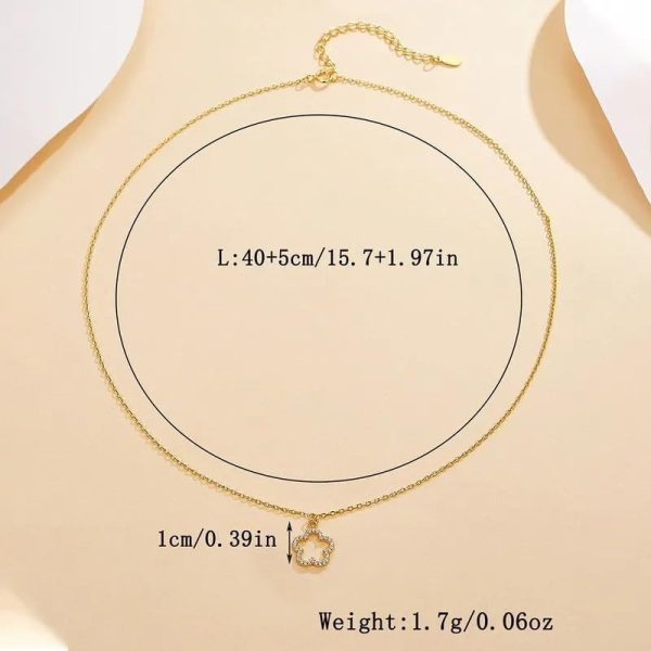 Lorram Jewellery Gold Sterling Silver Flower Pendant Necklace with Zircons - Image 4