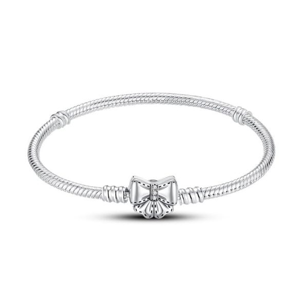 Lorram Jewellery Silver Plated Snake Chain Bracelet Butterfly