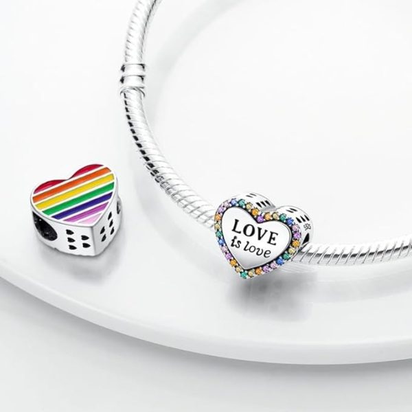 Lorram - Love is Love Heart Charm with Multi-Colored Crystals - Image 2