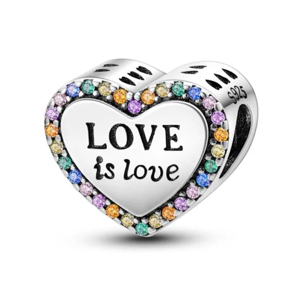Lorram - Love is Love Heart Charm with Multi-Colored Crystals