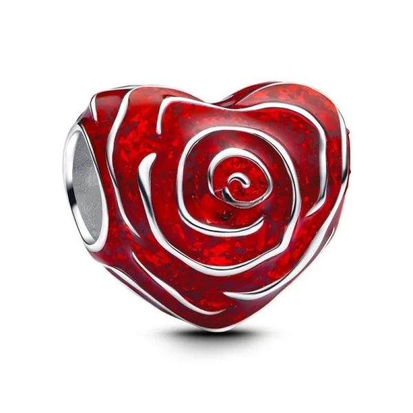 Lorram Jewellery Red Heart Shaped Charm with Swirl Design