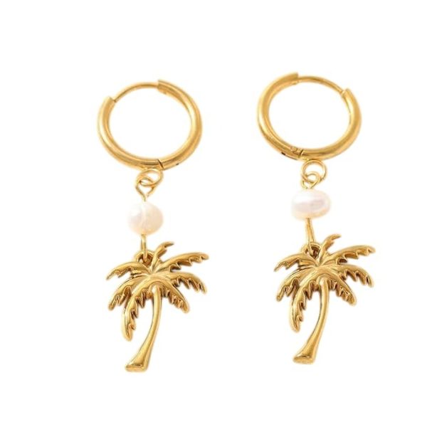 Lorram Jewellery Gold Palm Tree Earrings - Image 2