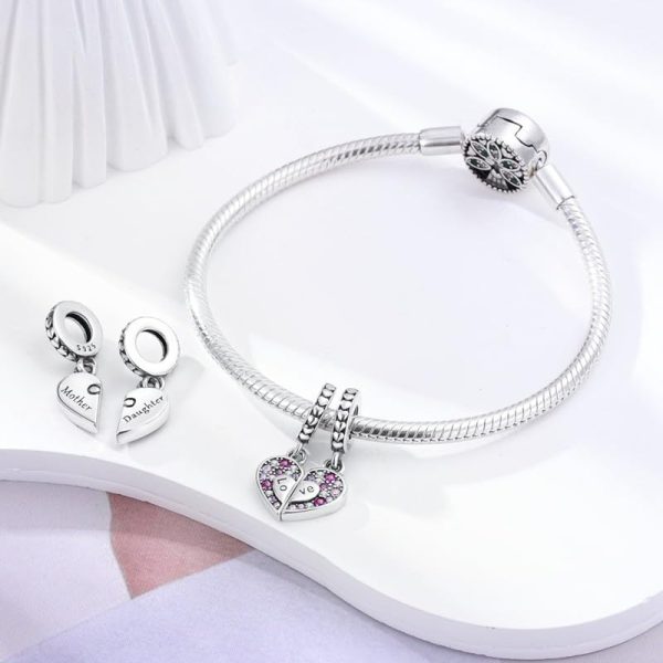 Mother and Daughter Split Heart-Shaped Pendant S925 - Image 2