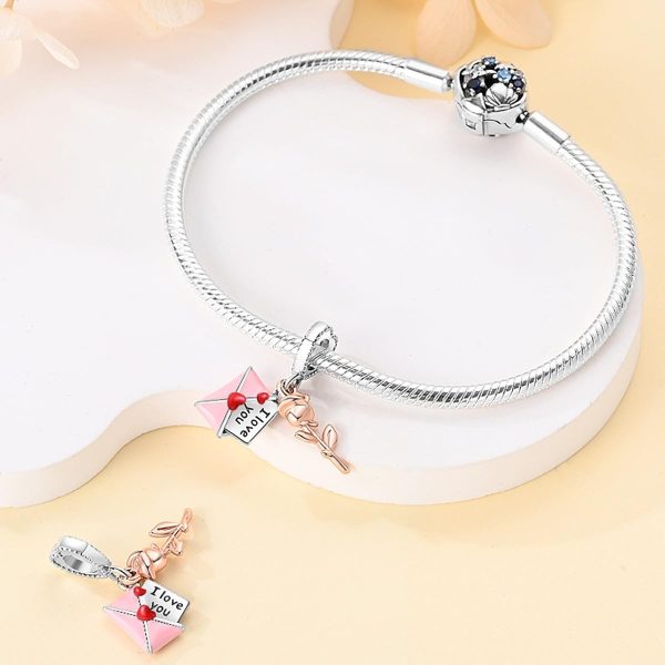 Lorram - Love Letter Two-Piece Pendant with Rose Charm - Image 2
