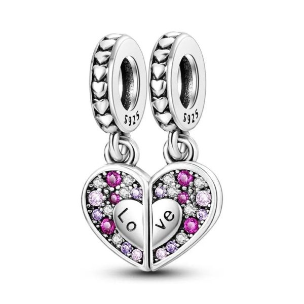 Mother and Daughter Split Heart-Shaped Pendant S925