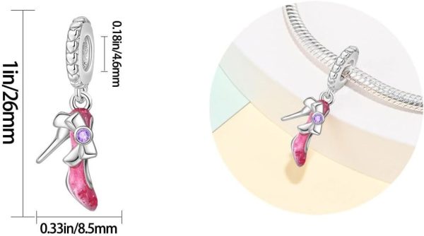 Lorram - Crystal Pink Shoe Charm with Bow Pandora Compatible - Image 3